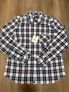 NWT UNTUCKit Sorbo Plaid Button Down Shirt Size 6 Blue White Cotton